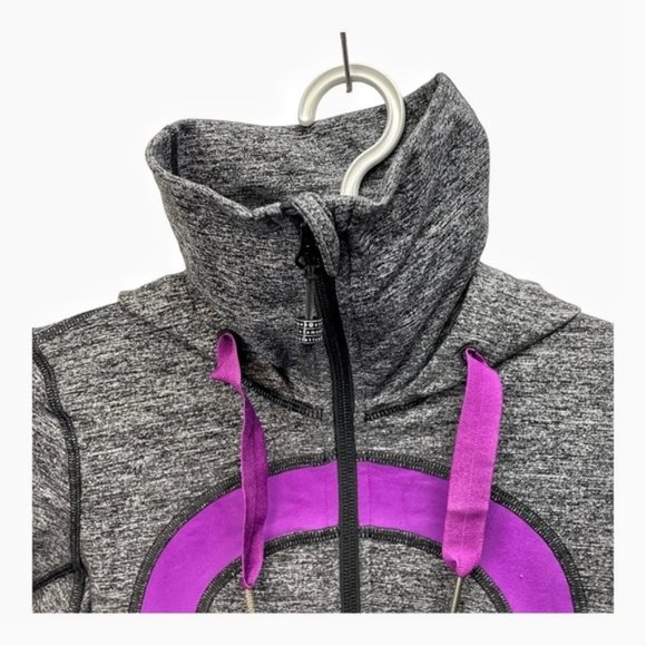 Lululemon Stride Jacket Size 2 Gray Purple Hood Zipper - Picture 3 of 9